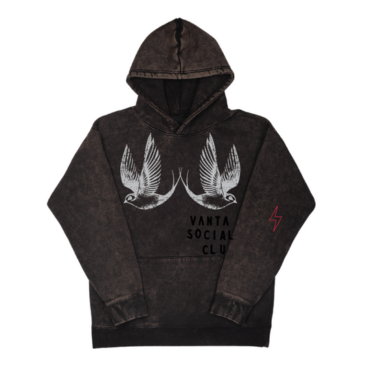 Birds - Acid Wash Oversized Hoodie